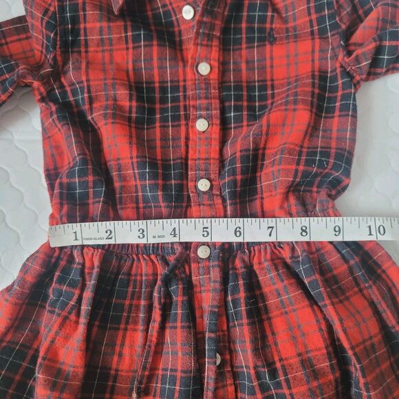 Polo Ralph Lauren Girls Red Black Plaid Fit Flare Holiday Dress Size 5 - Picture 7 of 14